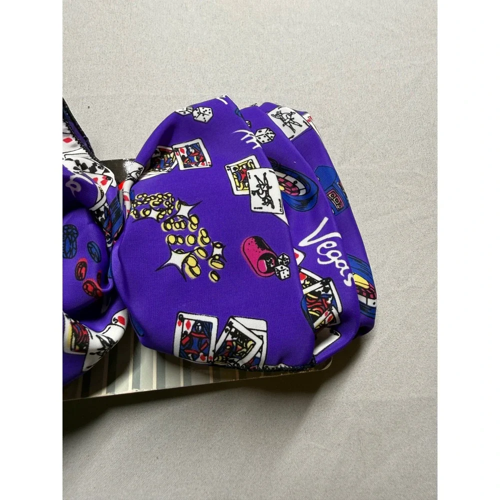Revlon Casino Theme Hair Barrette Bow Purple Satin Vintage NOS #78016 USA
